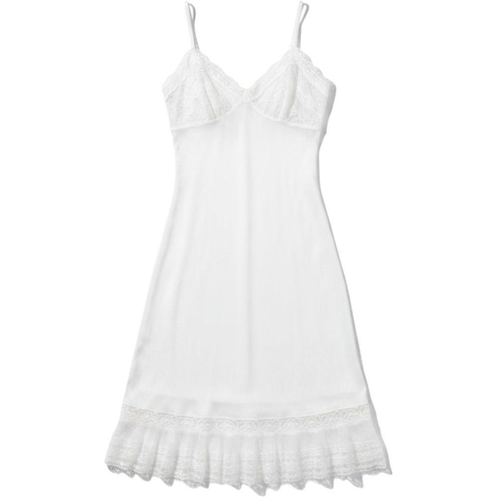 Vintage 1950s MOVIE STAR Full Slip White Nylon Lace